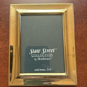 Burnes State Street Solid Brass 3x5 Picture Frame Vintage Gold Desk Frame